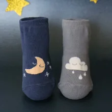 Baby Kids Anti-slip Socks Cloud Moon Print Warm Unisex Cotton soft Socks for boy girl 0-4Y