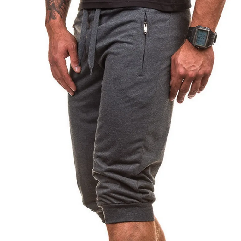 Seller SHUJIN New Summer Mens Leisure Knee Length Shorts Casual Solid Color Joggers Short Sweatpants Trousers Mens Slim Bermuda Shorts