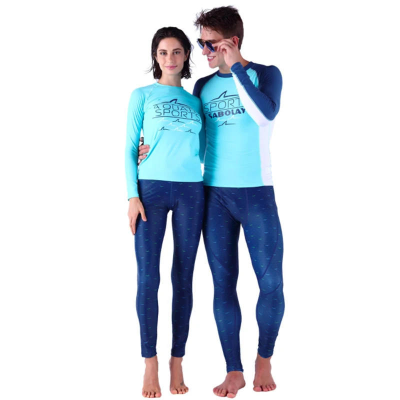 

SABOLAY Surfing Water Sports Rash Guards UPF50+ Anti-UV Quick-drying Swimsuit Men Women Beach Long Sleeve Tops Trousers Swimwear