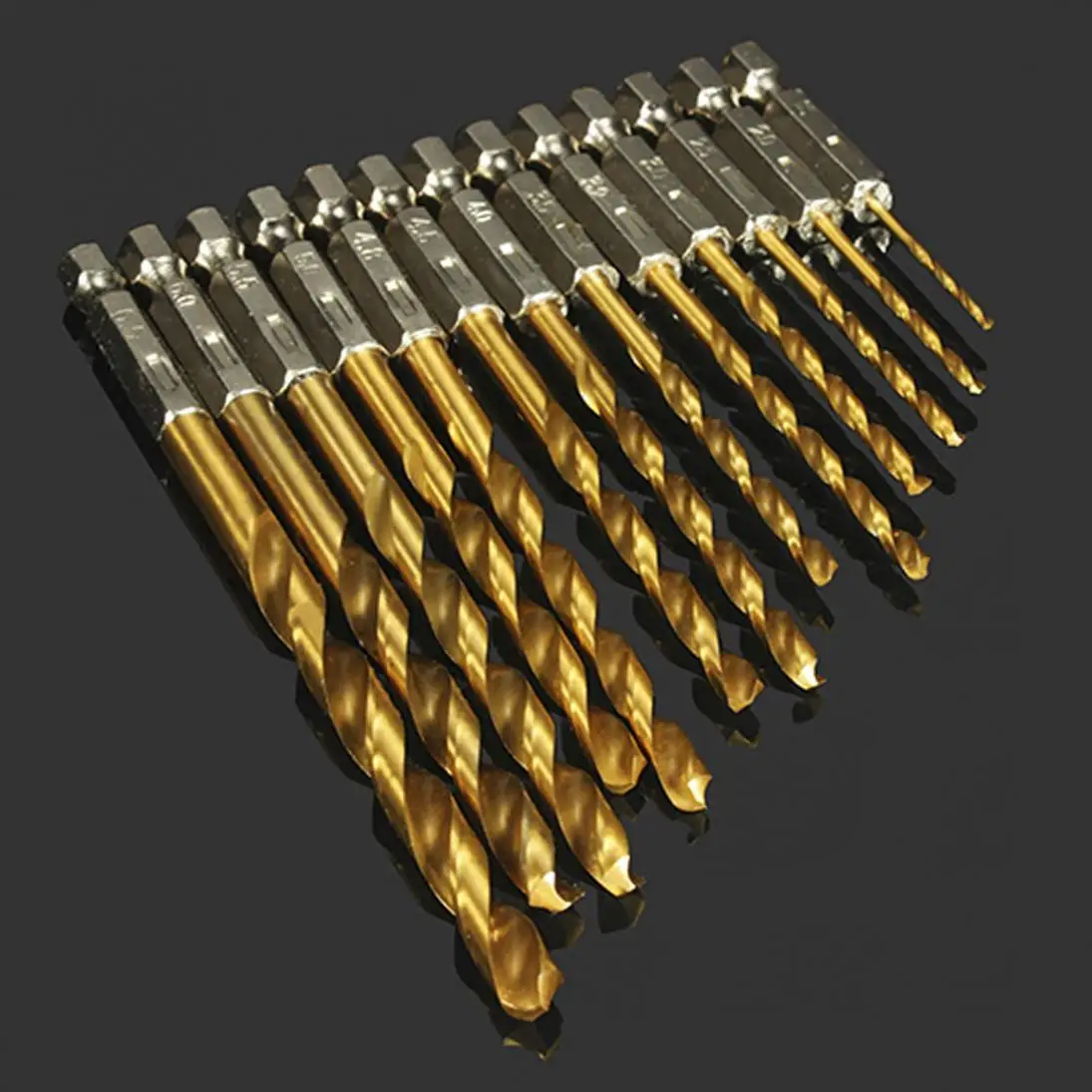 

13PCs 1.5 - 6.5mm HSS Titanium Coated 1 / 4 Inch Hex Shank High Speed Steel Drill Bit Set Power Tool Accessories