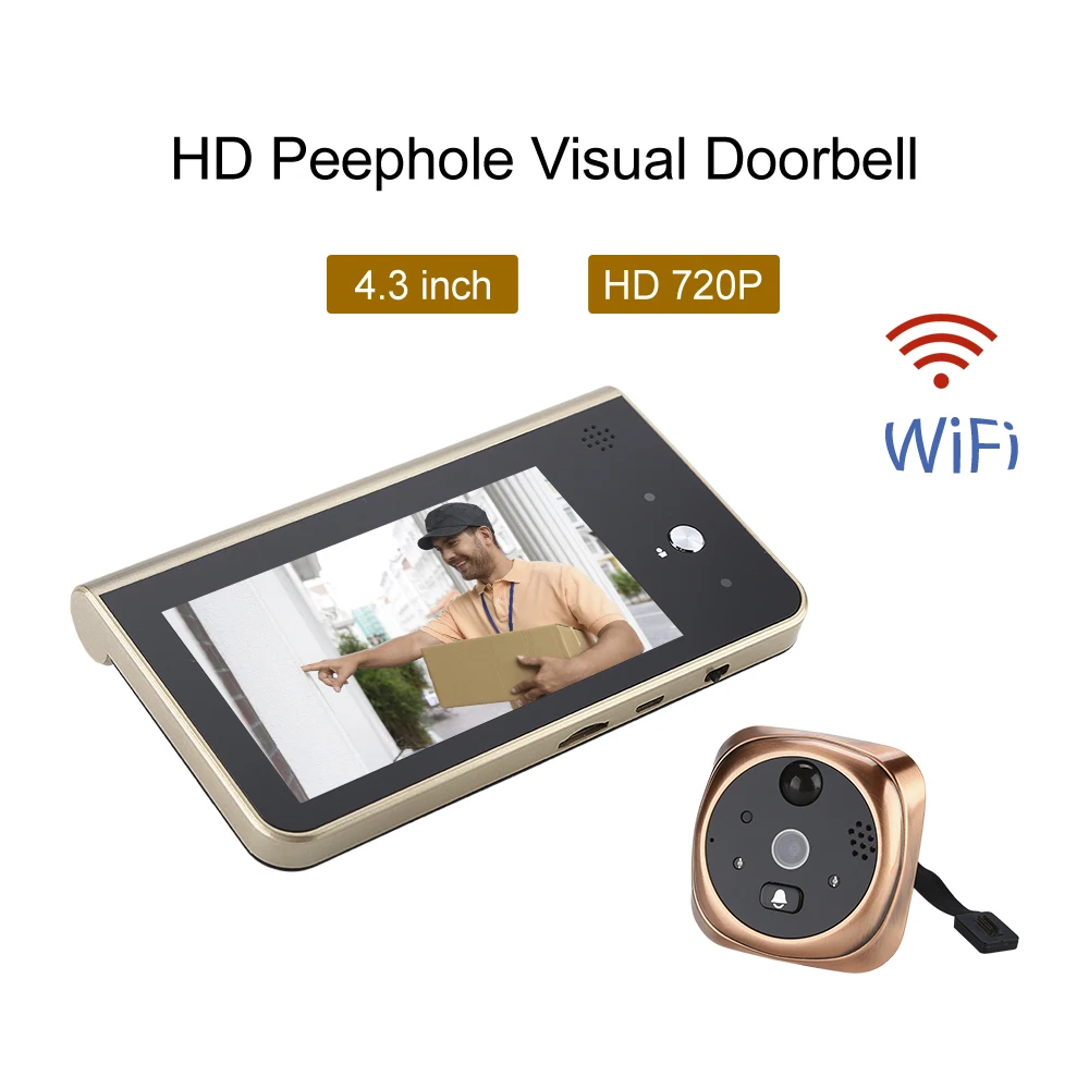 

Deurbel Wireless Call Smart 4.3" Monitor Video Peephole Door APP Control IOS Andriod Doorbell Alarm Monitor Delection Video Eyes
