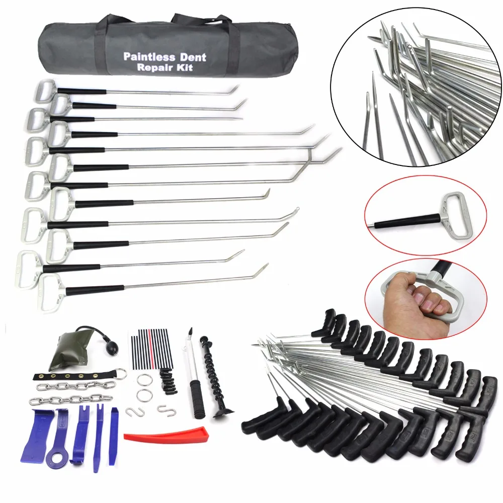 

Paintless Dent Repair Tools Dent Removal PDR Rods PDR Tool Hail Removal Auto Body Ding Dent Repair Rod Hook dent lifter hammer