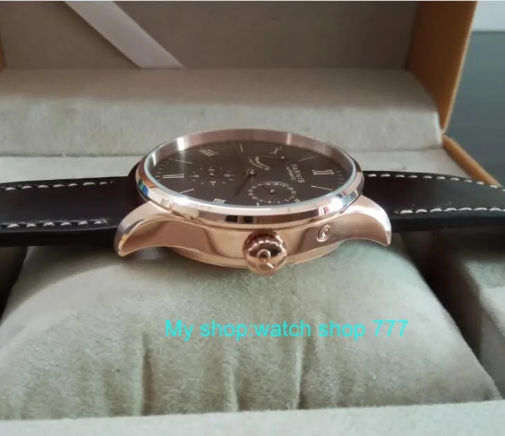 PARNIS 40mm white dial Automatic Self-Wind movement power reserve men's watch Auto Date Mechanical