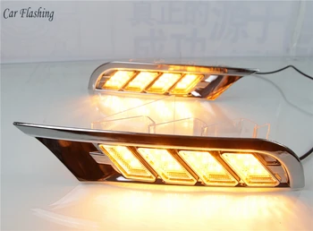 

2 pcs car styling For Nissan Kicks 2017 2018 LED DRL with turn signal Daytime driving Running Light Daylight Waterproof Fog Lamp