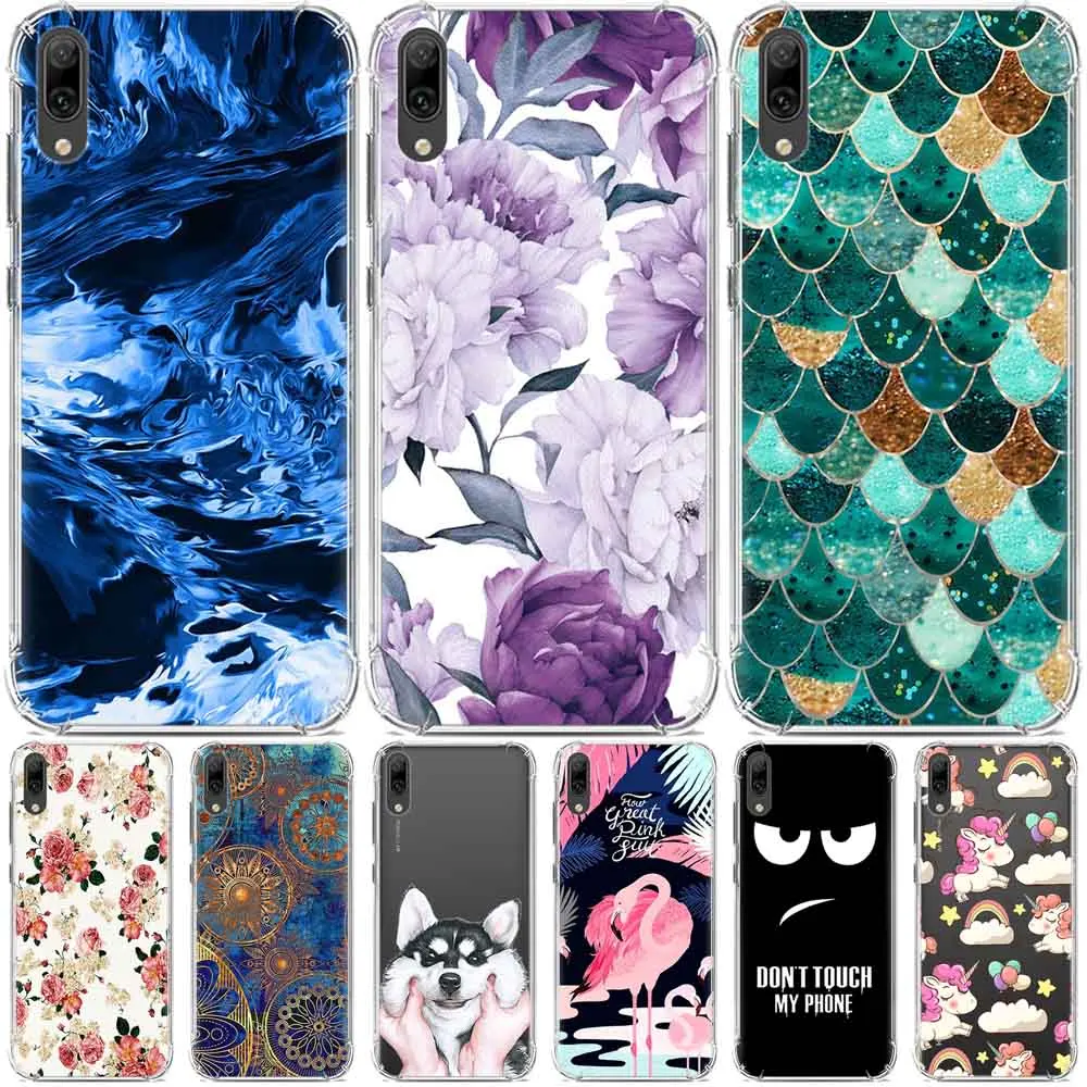 

Huawei Enjoy 9 case 6.26" Enjoy 9 Y7 pro 2019 case soft TPU Airbag shockproof animal marble case Huawei Nova 4 P30 P30 Pro cover