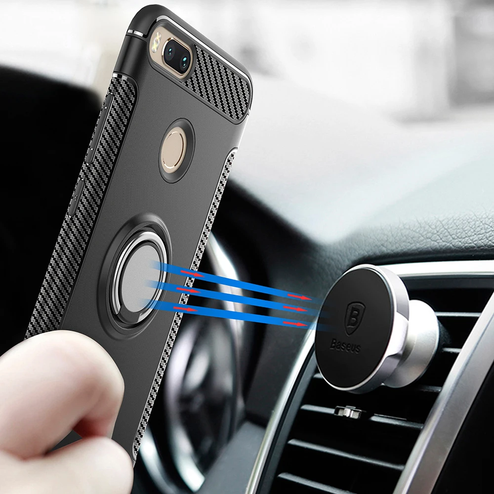 

AXBETY For xiaomi A1 xiaomi Mi A1 Case Magnetic car Adsorption Ring armor Protective shell Case Coque For xiaomi MI 5x case