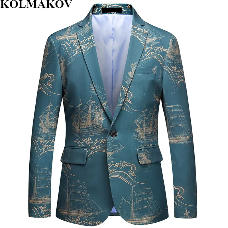 

NEW Brand Fashion Blazers mens Printed Suits Jackets Homme skinny Coats Men dress Masculino Plus size M-6XL for big tall men