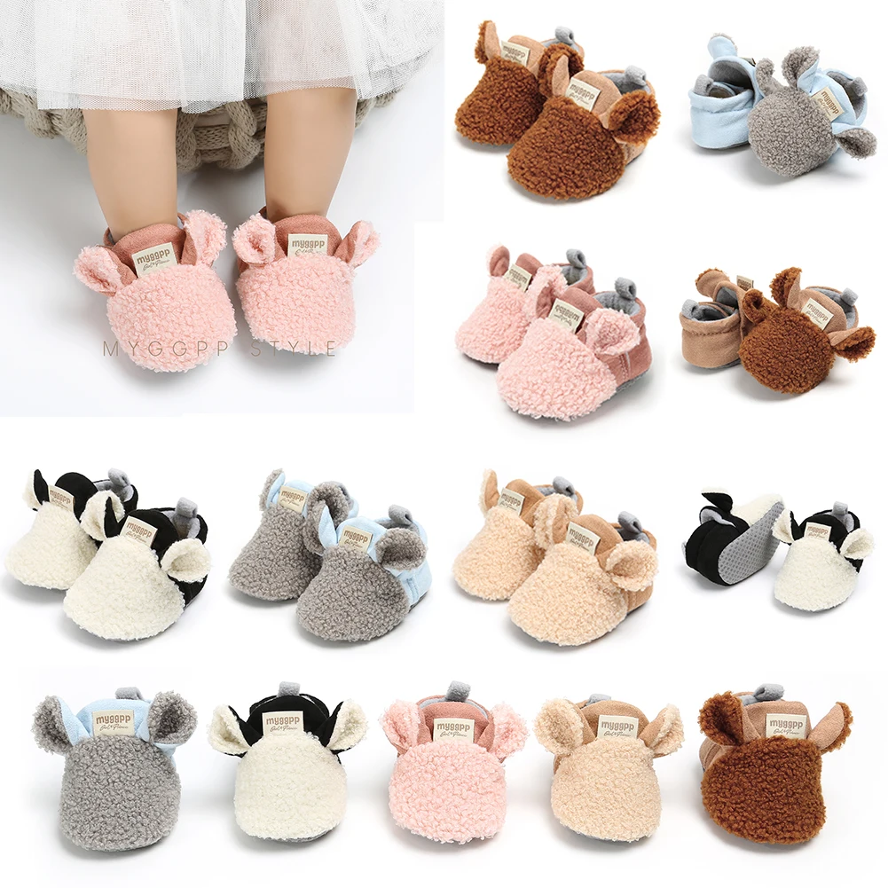 Farfoot AU Toddler Girl snow Boots Shoes Newborn Baby Autumn Winter Cotton Warm Soft Sole Plush Prewalker