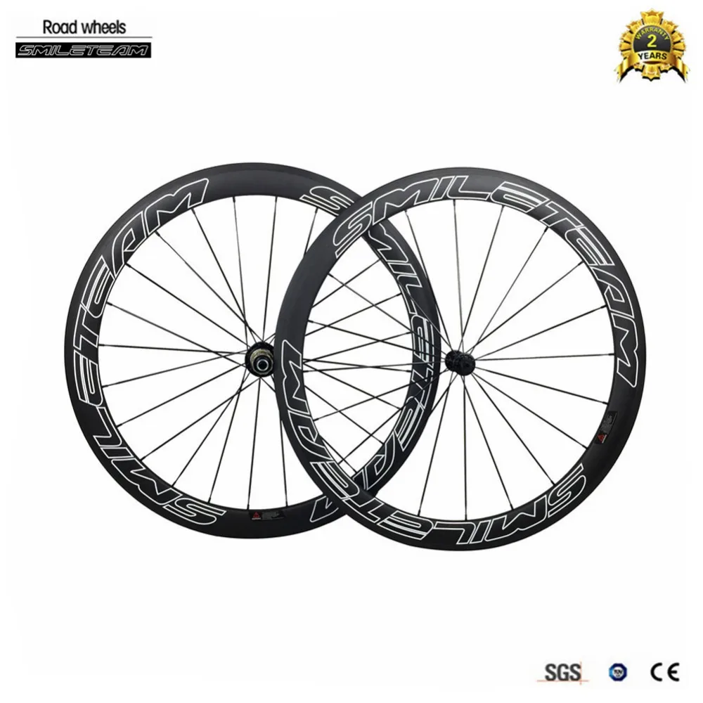 

SmileTeam 700C 50mm Carbon Clincher Road Bike Wheels 3k Matte R13 Hub Super Light Carbon Wheels Racing Bicycle Wheelset