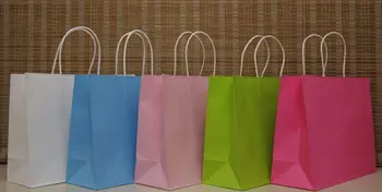 

100pcs/lot 33*26*12cm Random Mixed Color Kraft Paper Bag With Handle Jewelry Gift Shopping Bag Fashionable Gift Paper Bag