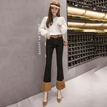 Новинка, женские осенние и зимние вельветовые джинсы с отстрочкой, мех ягненка, тонкие брюки с высокой талией, размер s-xl XXL