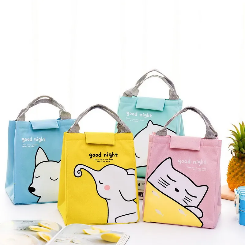 

2019 New Cute Pink Portable Insulated Oxford Lunch Bag Thermal Food Picnic Lunch Bags For Women Kids Functional Cooler Lunch Box