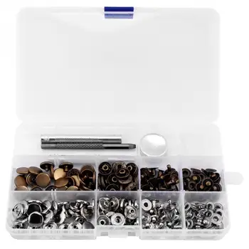 

50Sets Press Studs Snap Button Popper Fastener with Setting Tool for Leather Clothes 633#12mm Sewing Leather Craft Tools New