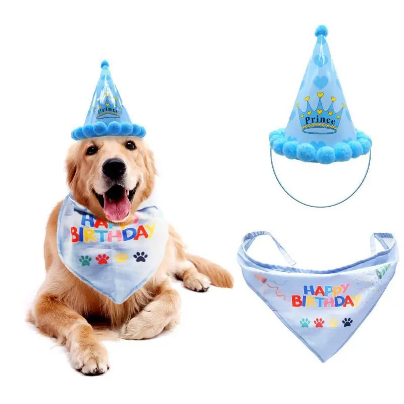 Dog Hat Pet Bib Birthday Party Decorative Costume Dog Accessories For Small Dogs Best Gift For Dog Keep Clean And  Comfortable