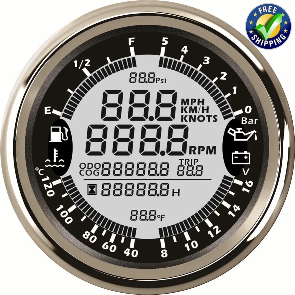 1pc Auto Multi Function Gauge 85mm Tachometers Speed Odometers 40 120