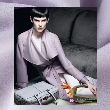 

Fashion Sweet potato purple Noble pure color double-sided cashmere fabric for wind coat wool telas tissu tissus au metre thicken