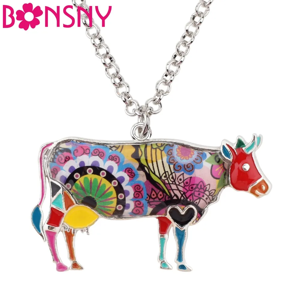 Buy Bonsny Alloy Enamel Floral Bull Cattle Cow