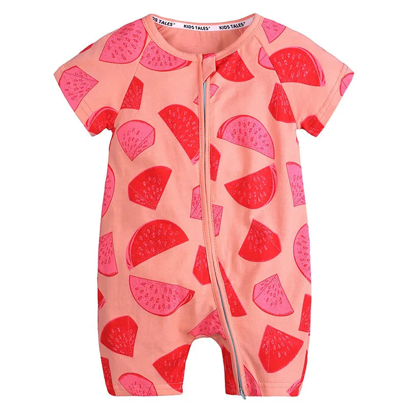 

2019 Summer Newborn Jumpsuits Cotton Short Sleeve Baby Rompers Toddler Boys Jumpsuits Pajama Print Onesies Baby Clothes
