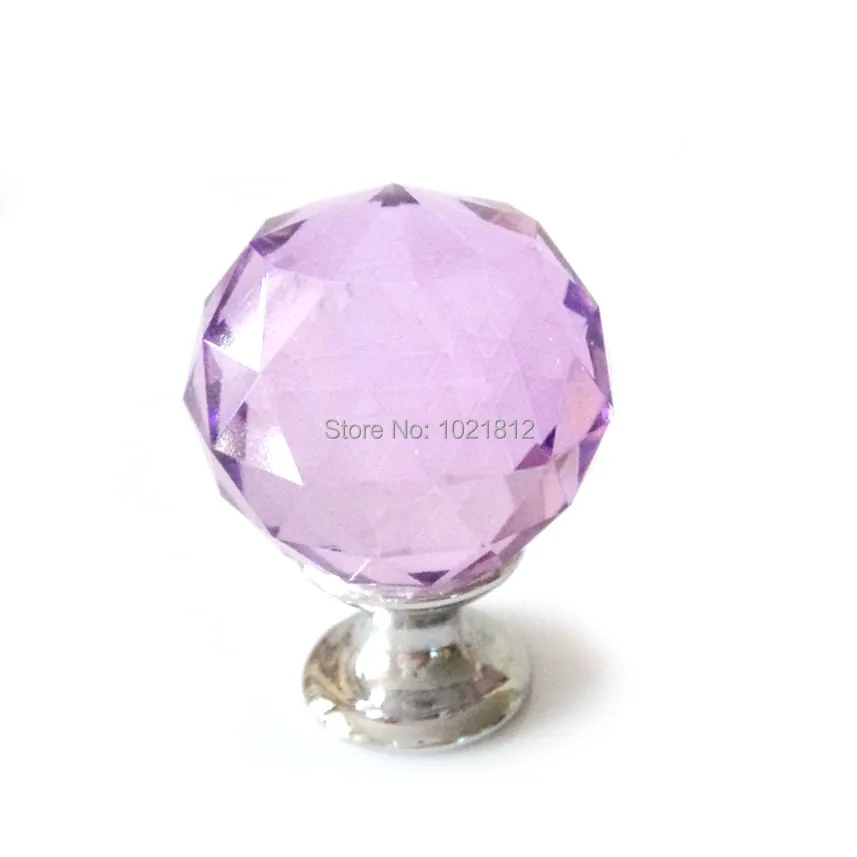 5pcs Purple 30mm Crystal Knob Drawer Knob Cupboard Knob Closet