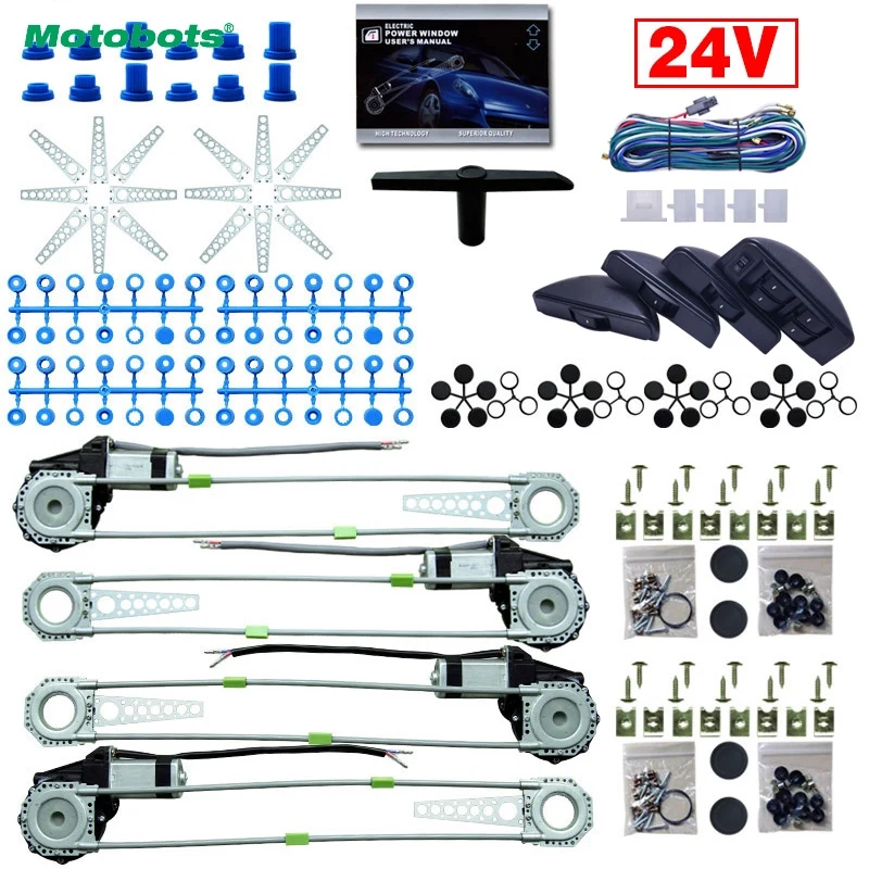 

MOTOBOTS DC24V Universal Auto/Car 8pcs Moon Swithces & Harness Cable 4 Doors Electronice Power Window kits #HQ3756
