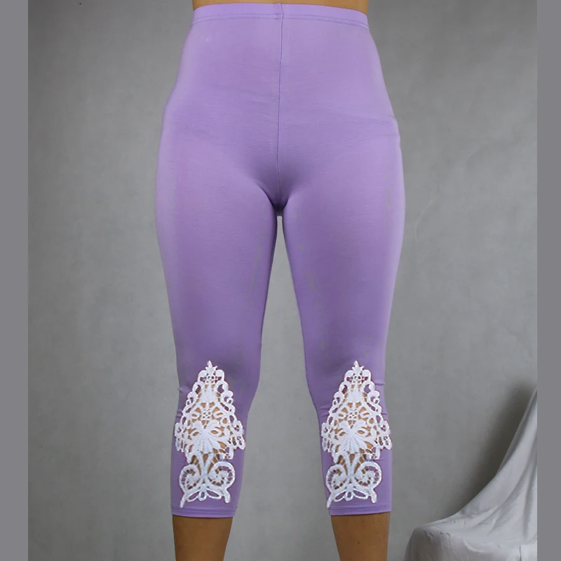 Cotton Leggings XS-7XL Plus Size Leggings Lace Decoration Women's Jeggings Plus Size 7XL 6XL 5XL 4XL 3XL White Black Purple Pink leggins