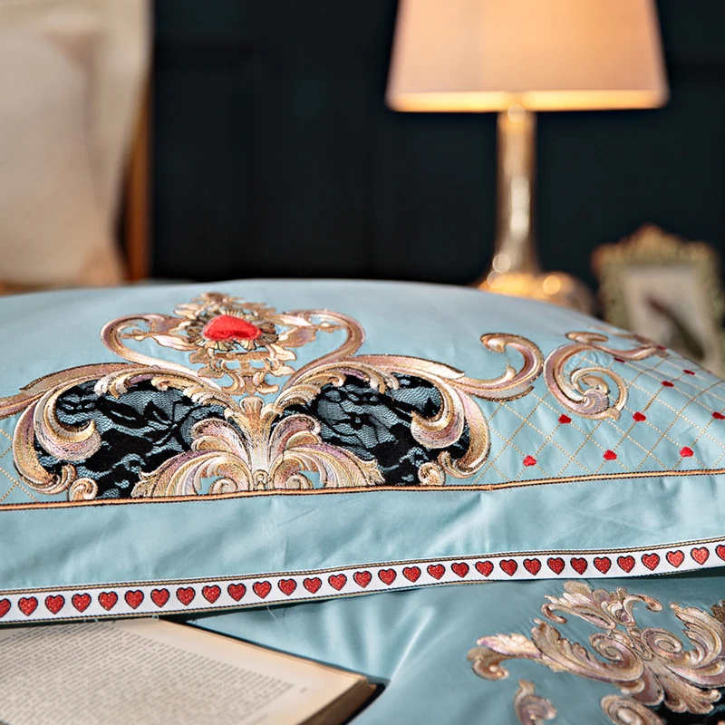 Waliicorners Embroidery Indian Queen Bedding set King Queen Size Egyptian Cotton Bed set Duvet cover bed sheet Pillowcases Home 11 2C4A0620