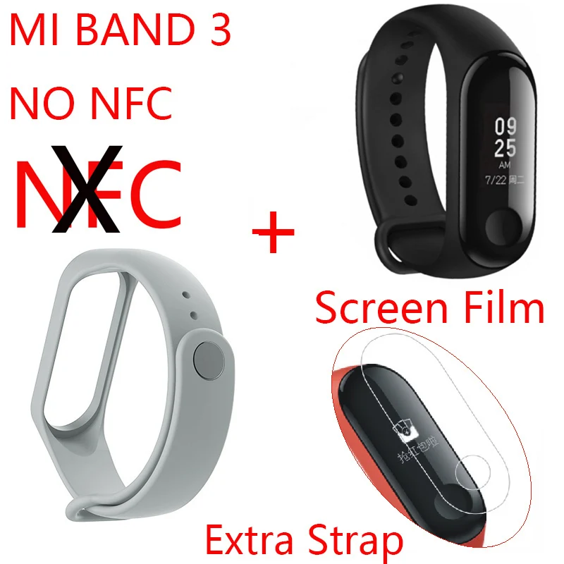 Руссина английское меню Xiaomi mi Band 3 mi Fit 3 фитнес-браслет трекер NFC 5ATM сенсорный экран для сердечного ритма монитор смарт-браслет - Цвет: band 3 NO NFC