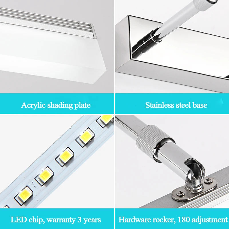 Современный светодиодный настенный светильник для ванной комнаты, светильник черного, серебристого и золотого цветов, растягивающийся настенный светильник для спальни в помещении, зеркальный светильник s