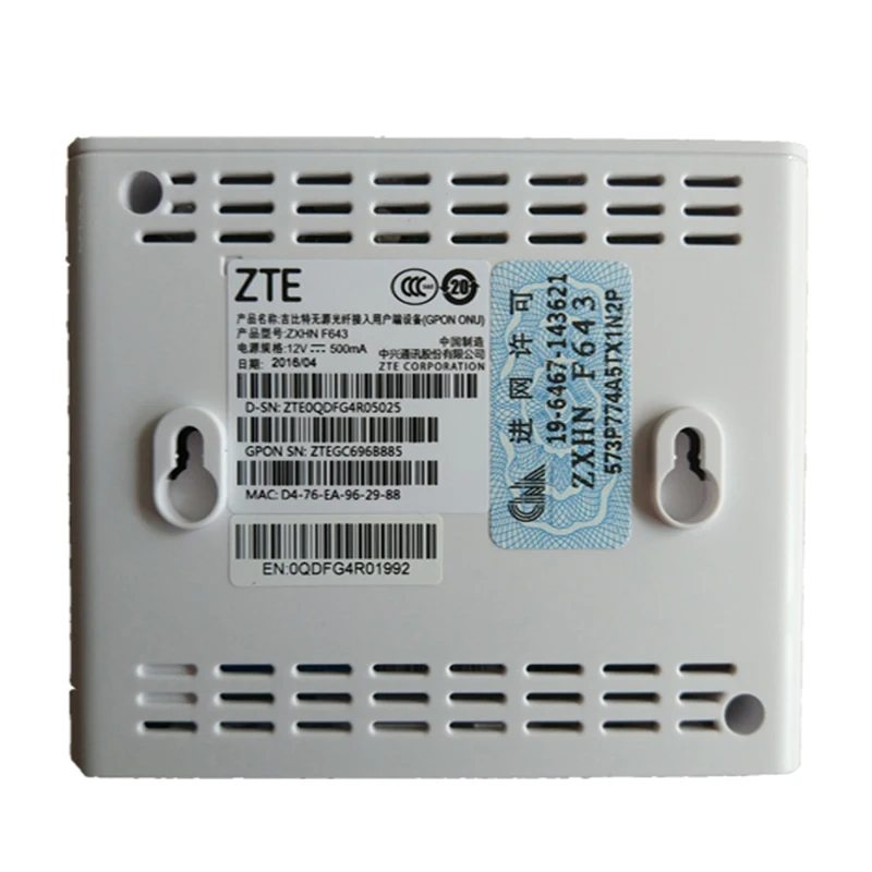 Оригинальный Новый ZTE ZXA10 F643 GPON ONU ONT FTTH SFU режим маршрутизатора FTTO с 1GE портом той же