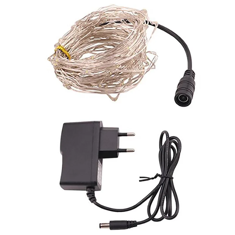 

10m Guirlanda Outdoor Copper Wire String Lights 100 LED Waterproof Garland Strip Red Blue Green White Pink Colorful +1A Adaptor