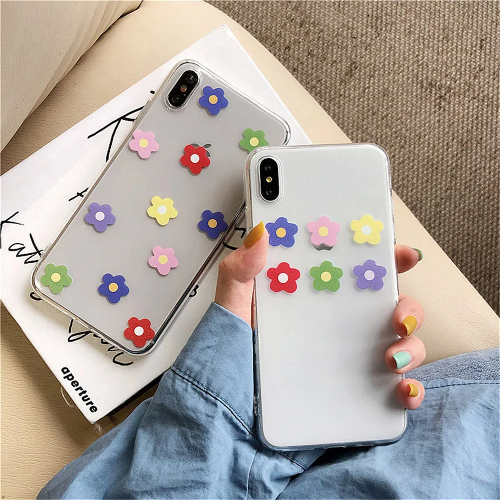 

Colorful Flowers Phone Case For iphone 6 6s 7 8 plus X Covers For iphone XS Max XR Fashion Beautiful Floral tpu Soft Cases Capa