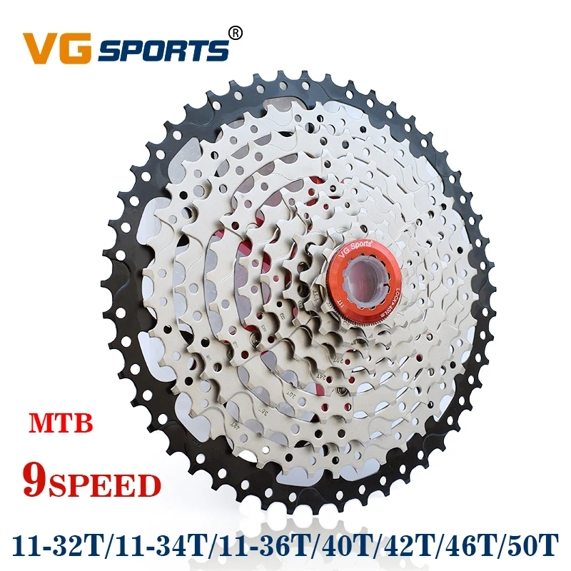 

VG sports 9 speed 11-50T/46T/42T MTB cassette bicycle freewheel sprocket cdg 9S mountain bike freewheel 11-40T/36T ultralight