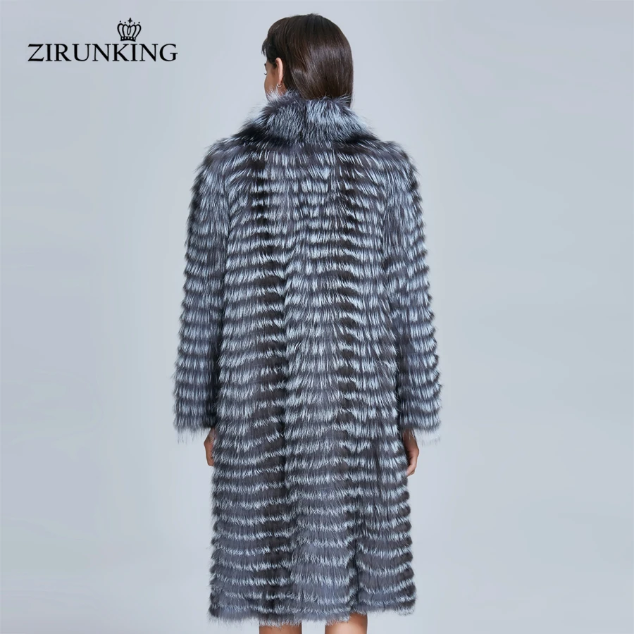 Женская Шуба из натурального меха ZIRUNKING осенняя теплая Роскошная Меха чернобурки