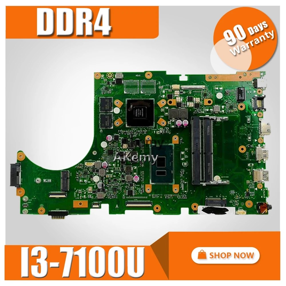 

Akemy X756UQK Laptop motherboard for ASUS X756U X756UWK X756UQK X756UXM X756UV X756UX mainboard 2GB Graphic I3-7100U DDR4