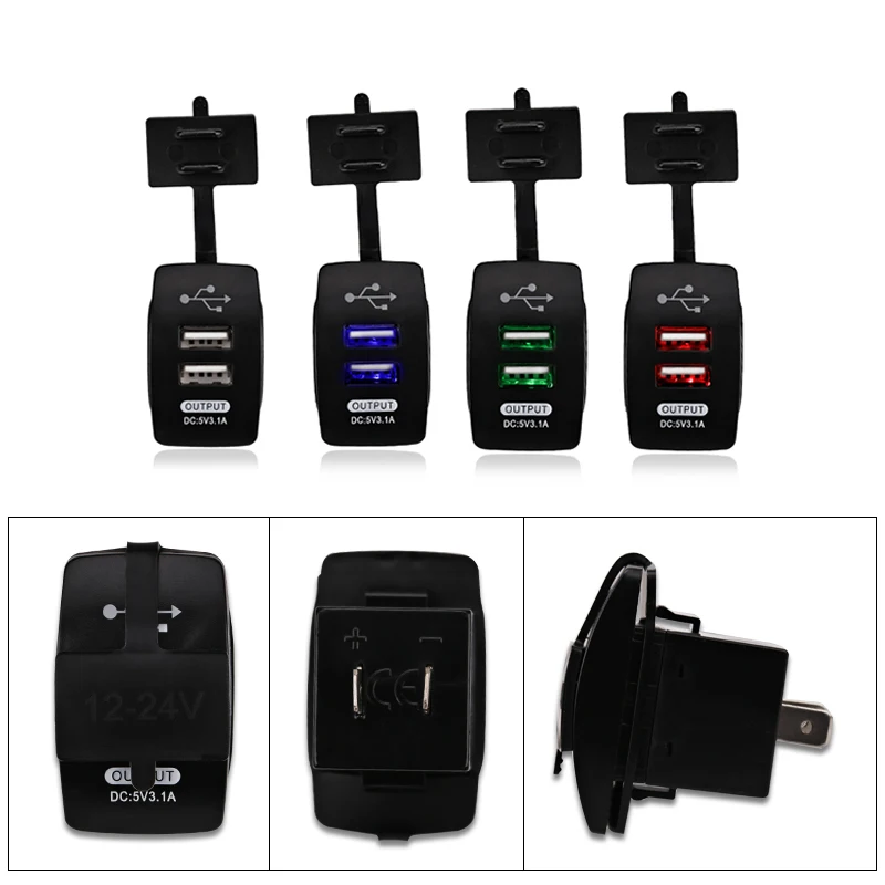 5 в 3.1a автомобильный двойной USB разъем лодочный мотор мотоцикл водонепроницаемое зарядное устройство адаптер розетка мотоцикл 12 в светодио...