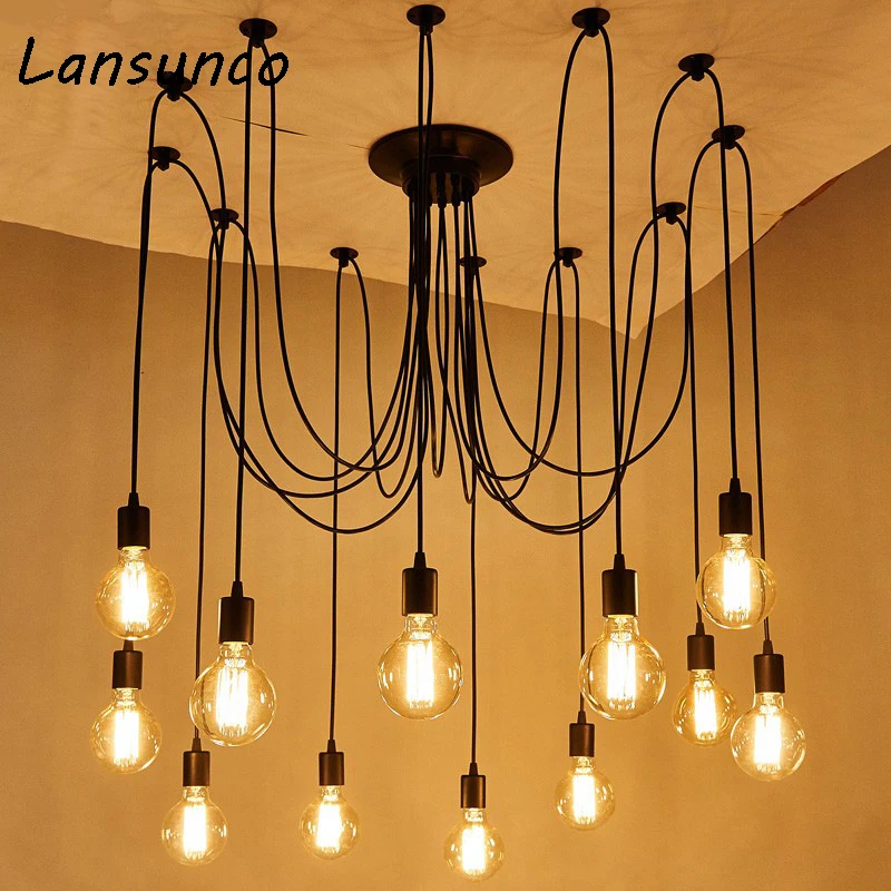 

Ceiling Lights Vintage Ceiling Lamp Spider Shape Lamp For Living Room Multiple Adjustable Industrial Style Lamparas de techo