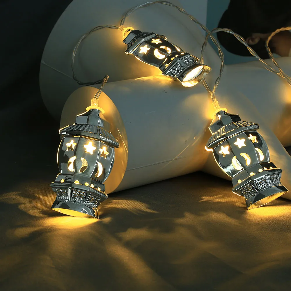 

20Led Chrome Hollow Moon Palace Shape Battery Box String Lights 3m LED Decoration For Christmas Garland On The Window New Year