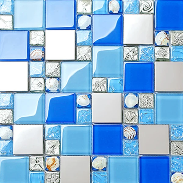 Seashell Mosaic Tile Blue Gl Designer Backsplash Seashell Mosaic Tile Blue Gl Designer Backsplash Washing Room