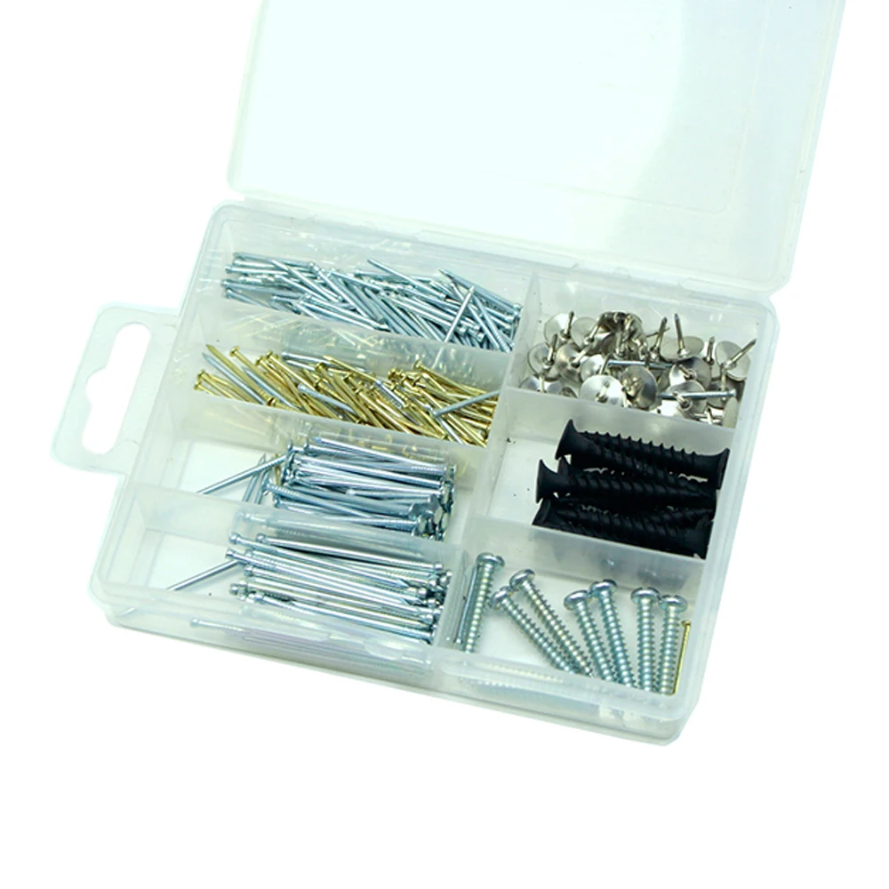 

290pcs Household Steel Tapping Nails Pushpins Assortment Set Kit