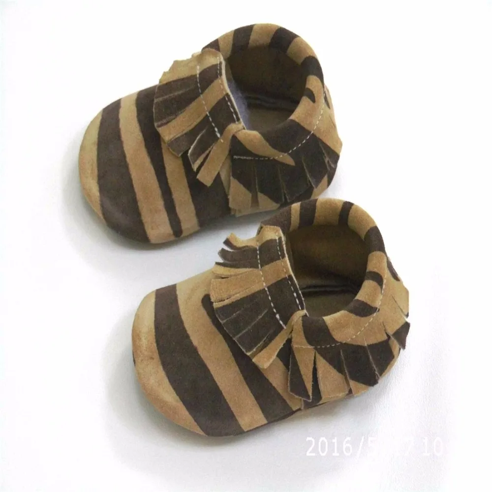 Brand genuine leather crib shoes New baby Suede moccasins soft leather moccs baby girl shoes Toddler boy shoes  Zebra pattern