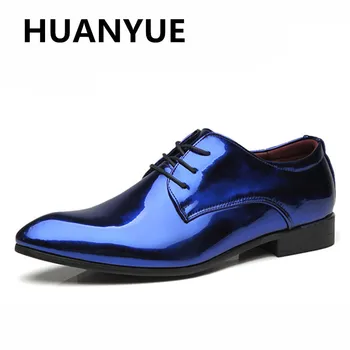 

2019 Hot Men Leather Shoes Fashion Pointed Toe Lace Up Men Shoes Patent Leather Formal Oxford Shoes For Men Big Size 45,46,47