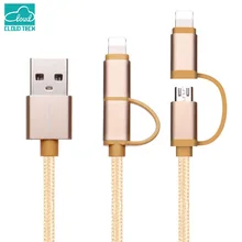 8 Pin Micro USB Cable 2 in 1 Nylon Braided Aluminum USB Data Charger Cable for iPhone 6 6s Plus Samsung Android Phone