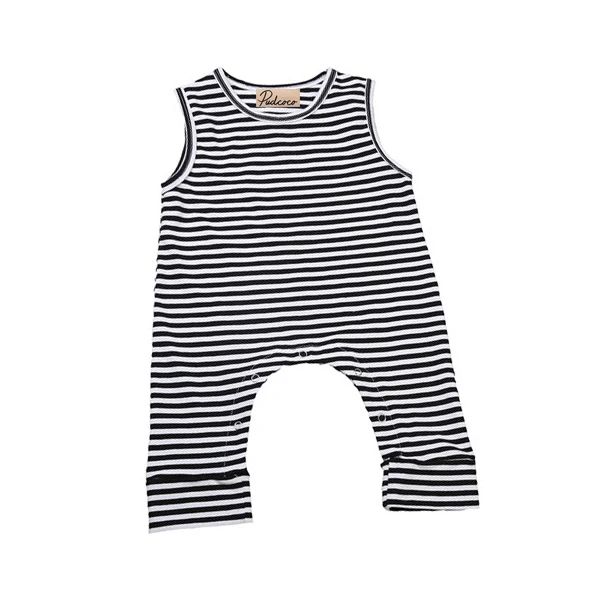 Unisex Baby Boys Summer Yellow Striped Sleeveless Rompers Outfits Clothes Sets
