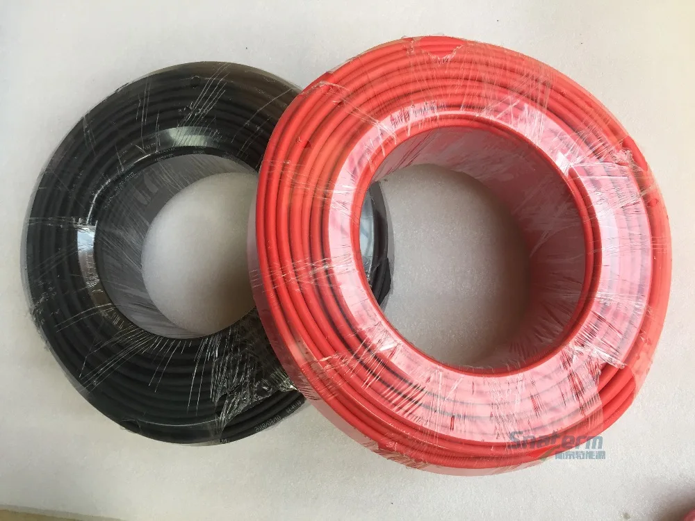 100 м 10AWG 6 мм2 MC4 солнечный PV кабель 100 мм2 м черный или красный PV кабель питания Полный рулон 6мм2 PV кабель
