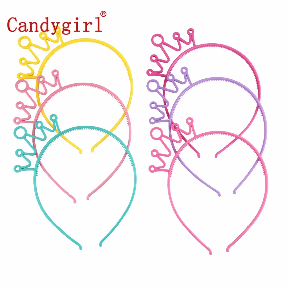 1 шт Candygirl пластиковые обручи голова в короне для маленьких девочек Дети женские обручи для волос кольца аксессуары, лента для волос Boho эластичный головной убор