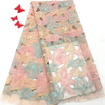 

Wathet African Laces Fabrics Embroidered Nigerian Guipure French Lace Fabric High-quality 2019 African French Net Lace Fabric