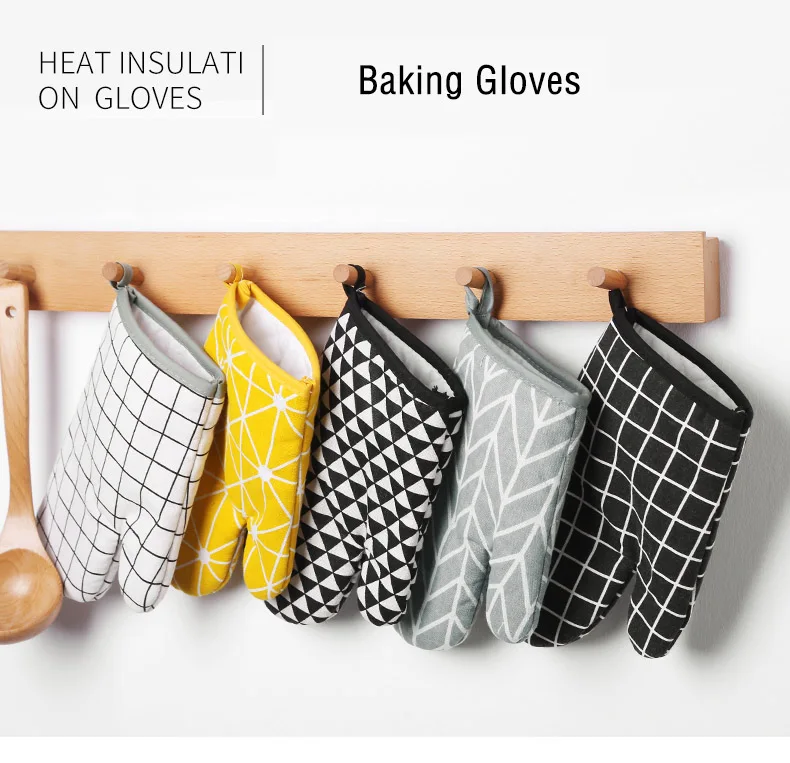 Хлопковые перчатки для духовки, термостойкие рукавицы, кухонные рукавицы для микроволновой печи, для выпечки, для приготовления пищи, перчатки для барбекю, Утолщенные, Ovenwant