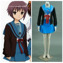 Suzumiya Haruhi no Yuuutsu Animado Nagato Yuki Uniforme Cosplay Traje de Halloween