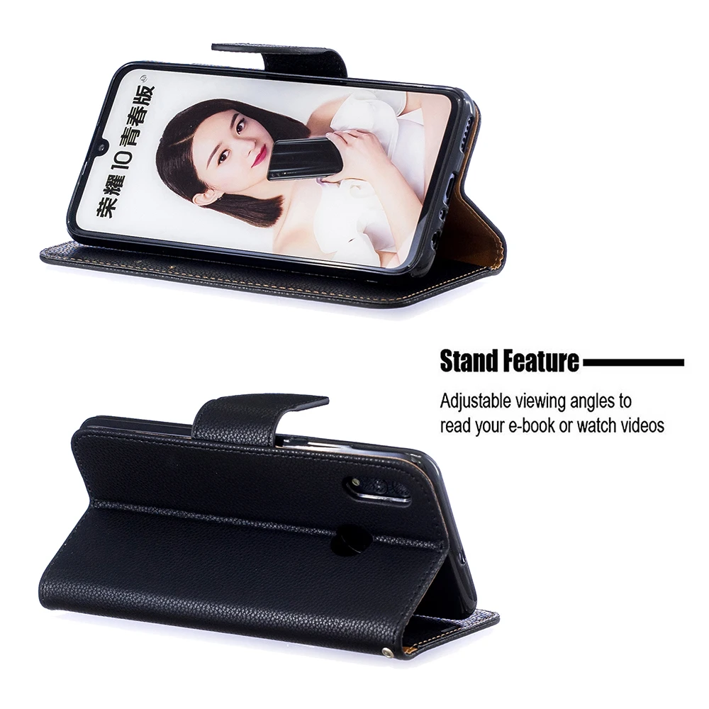 Wallet Phone Case for Huawei Psmart 2019 PU Leather Auto Folio Flip Cover Stand Magetic Closure with Card Holder