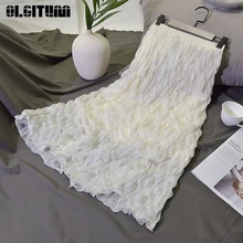 Плиссированная юбка новая весна Ретро Высокая талия юбка специальная плиссированная бежевая кремовая длинная юбка женская летняя